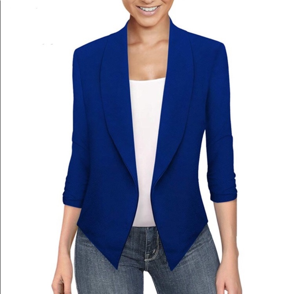 Blue Open Front Blazer Jacket XL NWT